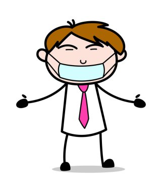 Yüz kirliliği maskesi - Ofis Satıcısı Çalışan Karikatür Vektör