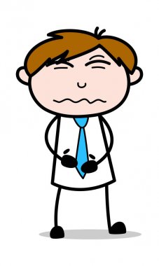 Mide Ağrısı - Ofis Satıcısı Çalışan Karikatür Vektör Illustrat