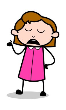 İhmal - Retro Ofis Kız Çalışan Karikatür Vektör İllüstrasyon