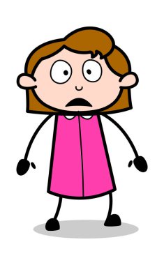 Panik - Retro Ofis Kız Çalışan Karikatür Vektör İllüstrasyon