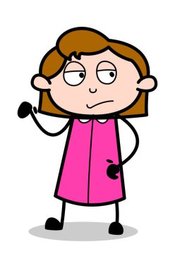 Kaba Davranış - Retro Ofis Kız Çalışan Karikatür Vektör Illust