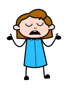 Görmezden - Retro Ofis Kız Çalışan Karikatür Vektör Illustratio