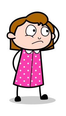 Guilty Feeling - Retro Ofis Kız Çalışan Karikatür Vektör Illus