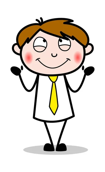 Feeling Shy - Office Salesman Employee Cartoon Vector Illustrati — Stock Vector