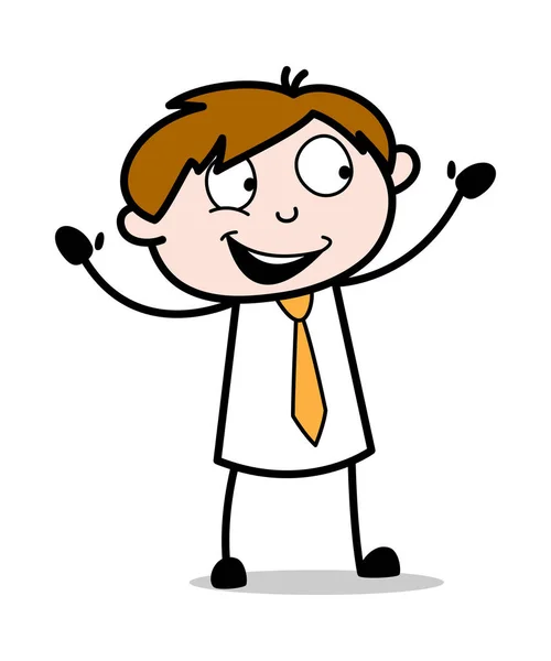 Very Excited - Office Salesman Karyawan Vector Illustrat Kartun - Stok Vektor
