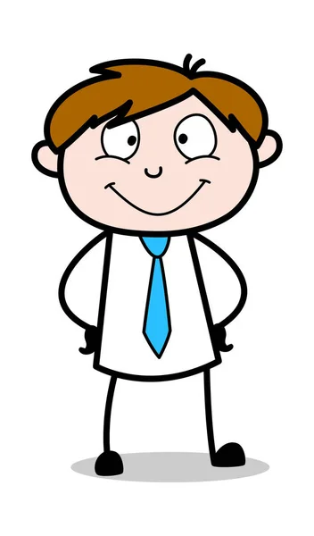 Smiling Face - Salesman Kantor Karyawan Vector Illustrat Kartun - Stok Vektor