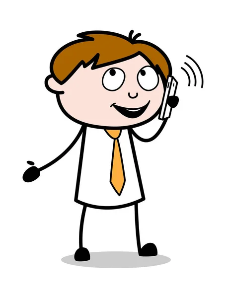 Comunicando com o telefone - Escritório vendedor empregado Cartoon Vect — Vetor de Stock