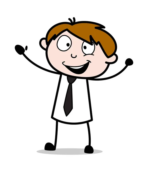 Cheering - Office Salesman Employee Cartoon Vector Illustration — Stock Vector