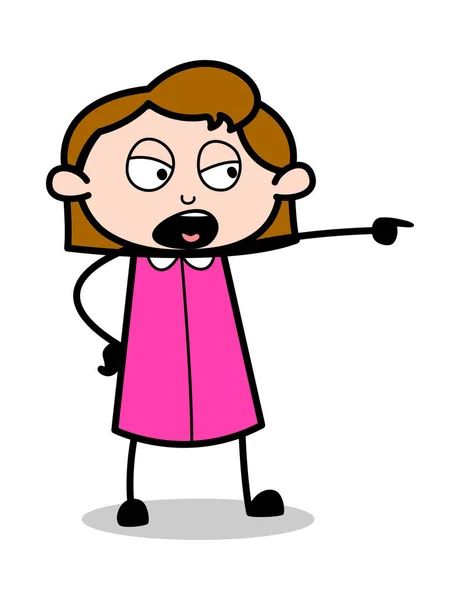 喊叫和冷遇 - 复古办公室女孩员工卡通Vecto — 图库矢量图片