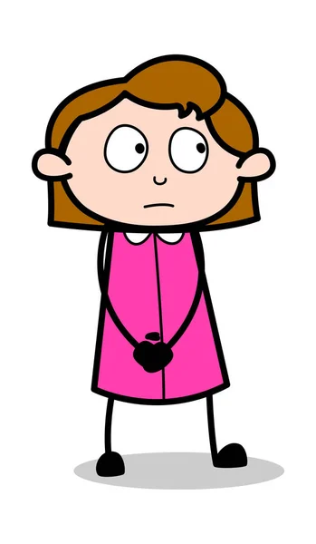 Regarder avec espoir - Retro Office Girl Employee Cartoon Vector I — Image vectorielle