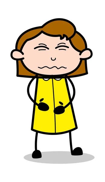 Tummy Ache - Retro Office Girl Employee Cartoon Vector Ilustrat — Vetor de Stock