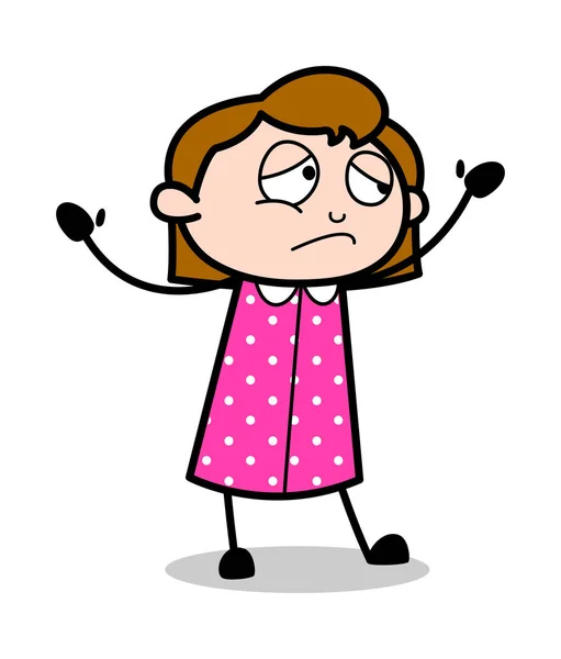 Депрессивное выражение лица - Retro Office Girl Employee Cartoon V — стоковый вектор