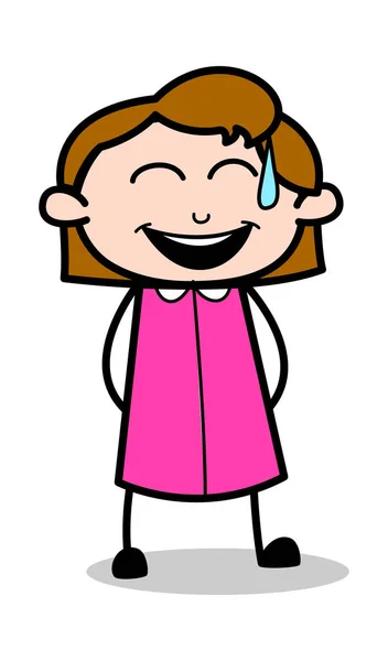 Rire fort - Retro Office Girl Employee Cartoon Vector Illu — Image vectorielle