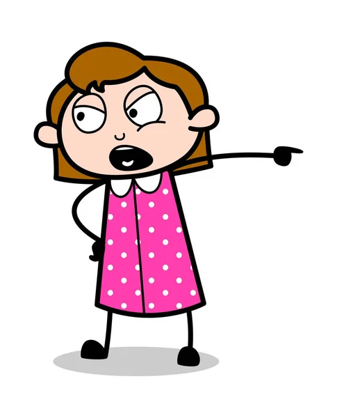 Recolhendo muito agressivamente - Retro Office Girl Employee Cartoon — Vetor de Stock