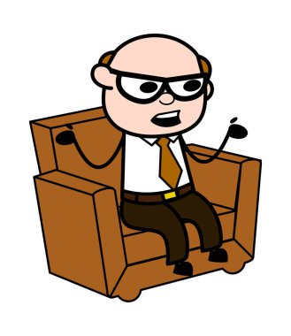 Bir Röportajda Tartışma - Retro Karikatür Baba Eski Boss Vektör I