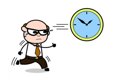 Zaman Tükeniyor - Retro Karikatür Baba Eski Patron Vektör Illustra