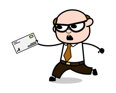 Zarf ile Koşu - Retro Karikatür Baba Eski Boss Vektör Ill