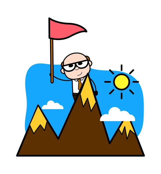 Mountaineer - Retro Cartoon Father Old Boss Vector Illustration — Stock Vector
