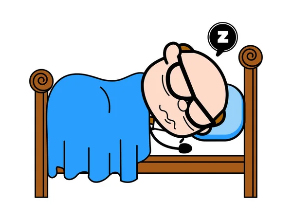 Dormir - Dibujos animados retro Padre Viejo Jefe Vector Ilustración — Vector de stock