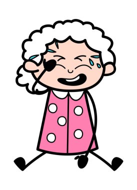 Ağlayan - Old Woman Karikatür Granny Vektör İllüstrasyon