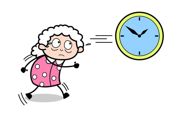 Time Run Out-gammal kvinna tecknad farmor vektor illustration — Stock vektor