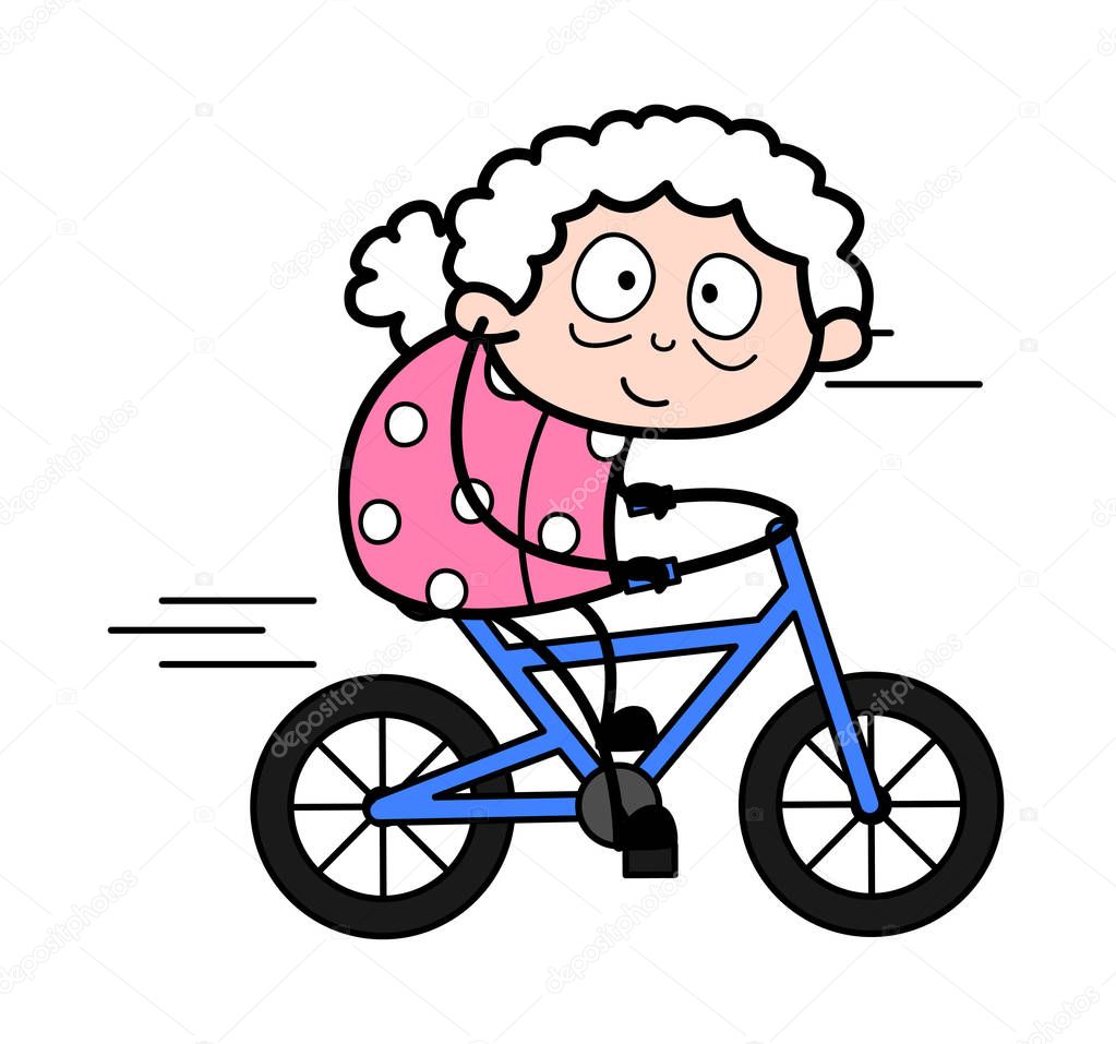 Running Cycle - Old Woman Cartoon Granny Vector Illustration