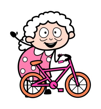 Döngüsü ile Ayakta ve El Jesti ile Merhaba Demek - Yaşlı Kadın