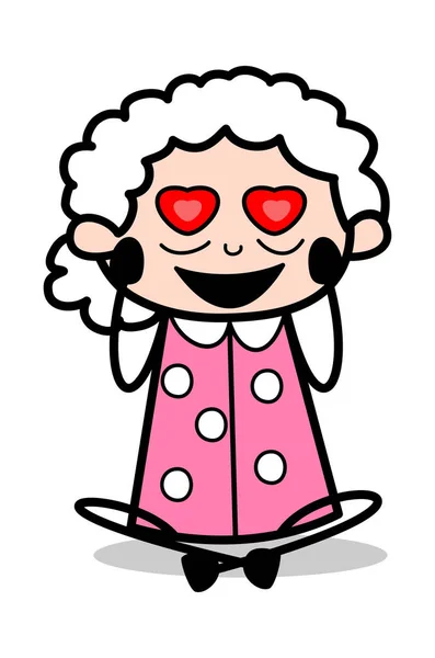 Apaixonando-se - Old Woman Cartoon Granny Vector Ilustração —  Vetores de Stock