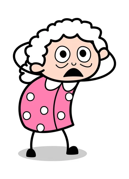 Aterrorizado - Mulher velha Cartoon Granny Vector Ilustração —  Vetores de Stock