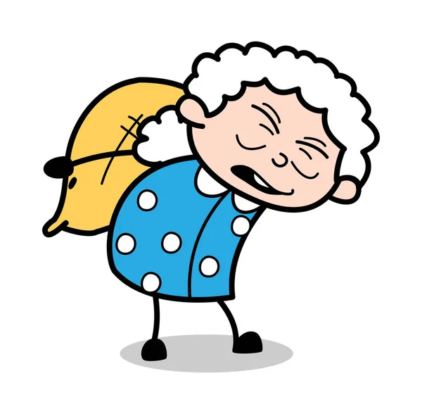 Burden - Old Woman Cartoon Granny Vector Illustration — Stock Vector