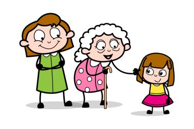 Büyükanne Onun Torunu için Tavsiye veren - Old Woman Karikatür 