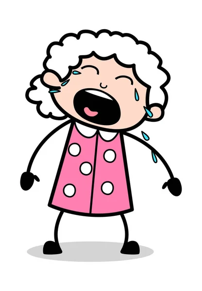 大声で泣く - 老婦人漫画おばあちゃんベクトルイラスト — ストックベクタ