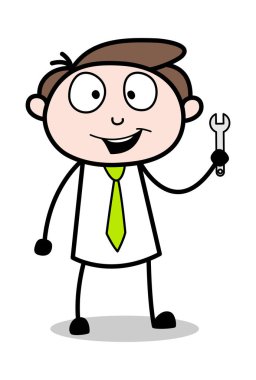 Bir Anahtar Aracı Sunan - Ofis İşadamı Çalışan Karikatür V