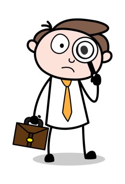 Soruşturma - Ofis İşadamı Çalışan Karikatür Vektör Illus