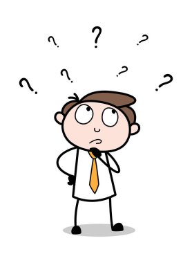 Confused - Ofis İşadamı Çalışan Karikatür Vektör Illustrati