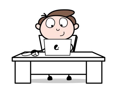 Online İş Yapma - Ofis İşadamı Çalışan Karikatür Vektör I