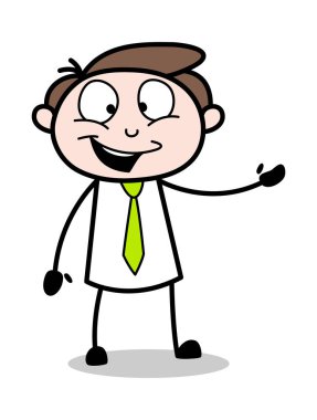 Sunum - Ofis İşadamı Çalışan Karikatür Vektör Illustra