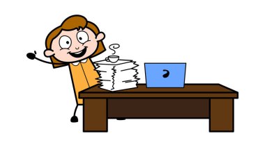 Ofis Çalışmasını Tamamladıktan ve Çay Içtikten Sonra Elini Mutlu Bir Şekilde Sallayarak 