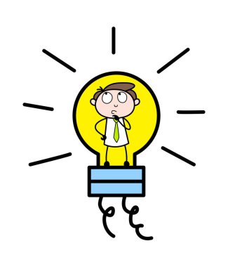 Bir Fikir Düşünme - Ofis İşadamı Çalışan Karikatür Vektör Ill