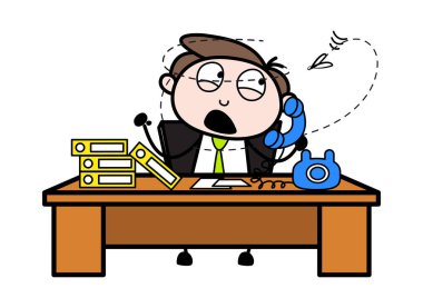 Bir Sinek tarafından Tahriş Başlarken - Ofis İşadamı Çalışan Karikatür 