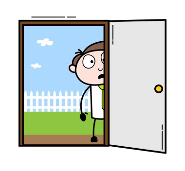 Kapının Dışından İzleme - Ofis İşadamı Çalışan Arabası