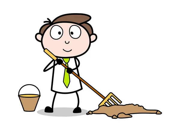Office Cleaners - Office Businessman Employee Cartoon Vector Ill — Stock Vector