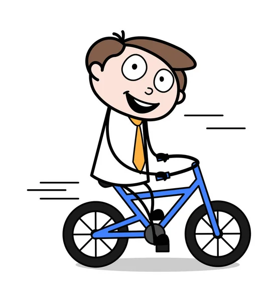 Radfahren - Büro Geschäftsmann Mitarbeiter Cartoon Vektor Illustratio — Stockvektor