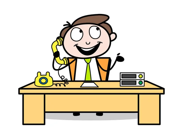 Общение с телефоном - Офис Бизнесмен Сотрудник Carto — стоковый вектор