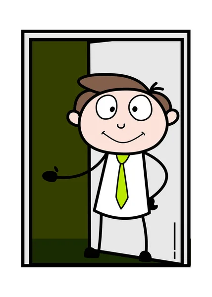 Demander l'entrée - Employé de bureau Businessman Cartoon Vector Il — Image vectorielle