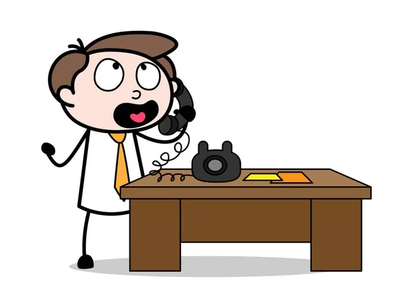 Conversando no telefone - Escritório Empresário Empregado Cartoon Vecto — Vetor de Stock