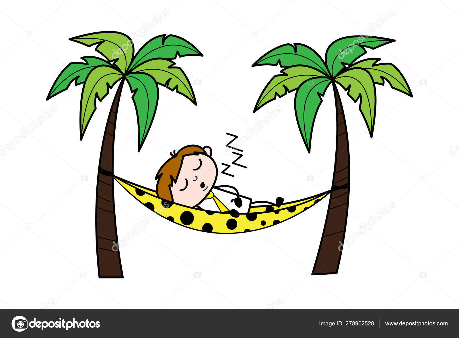 Chilling at Beach on Hammock - Office Salesman Employee Cartoon Stock  Vector Image by ©lineartist #278902528