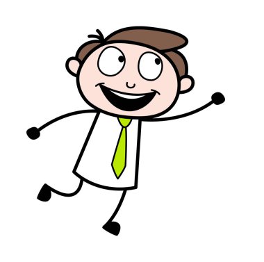 Uçmaya Çalışmak - Ofis İşadamı Çalışan Karikatür Vektör Illus