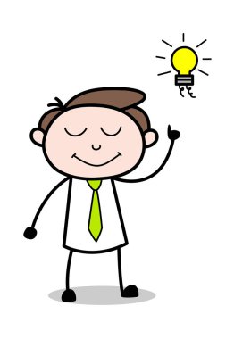 Got an Idea - Ofis İşadamı Çalışan Karikatür Vektör Illustr