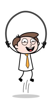 İp Atlama Oynamak - Ofis İşadamı Çalışan Karikatür Vect
